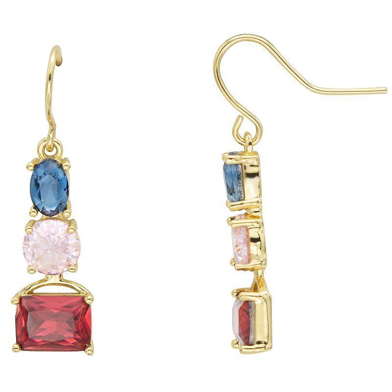 Brilliance Gold Tone Red, White, & Blue Crystal Drop Earrings, Womens, Gold Tone Team Product Image