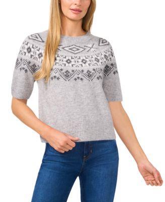 Women's Short-Sleeve Fair Isle Sweater Product Image