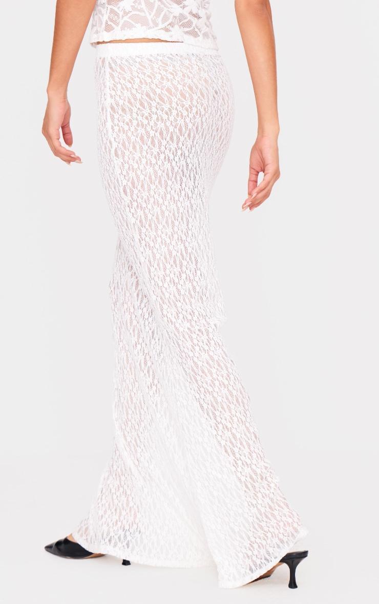 Cream Textured Lace Sheer Maxi Skirt Product Image