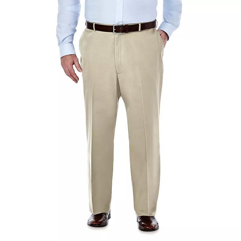 Big & Tall Haggar Premium Stretch No-Iron Khaki Flat-Front Pants, Mens Dark Beige Product Image