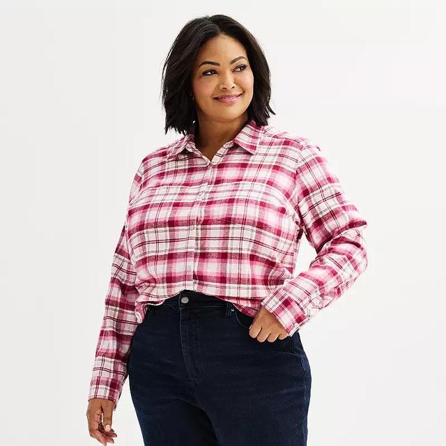 Plus Size Croft & Barrow The Extra Soft Plaid Flannel Shirt, Womens Purple Fall Plaid Product Image