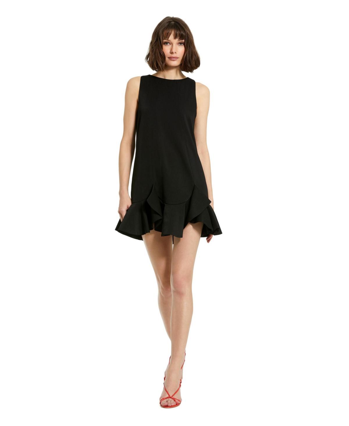 Womens Crpe Sleeveles Ruffle-Hem Minidress Product Image