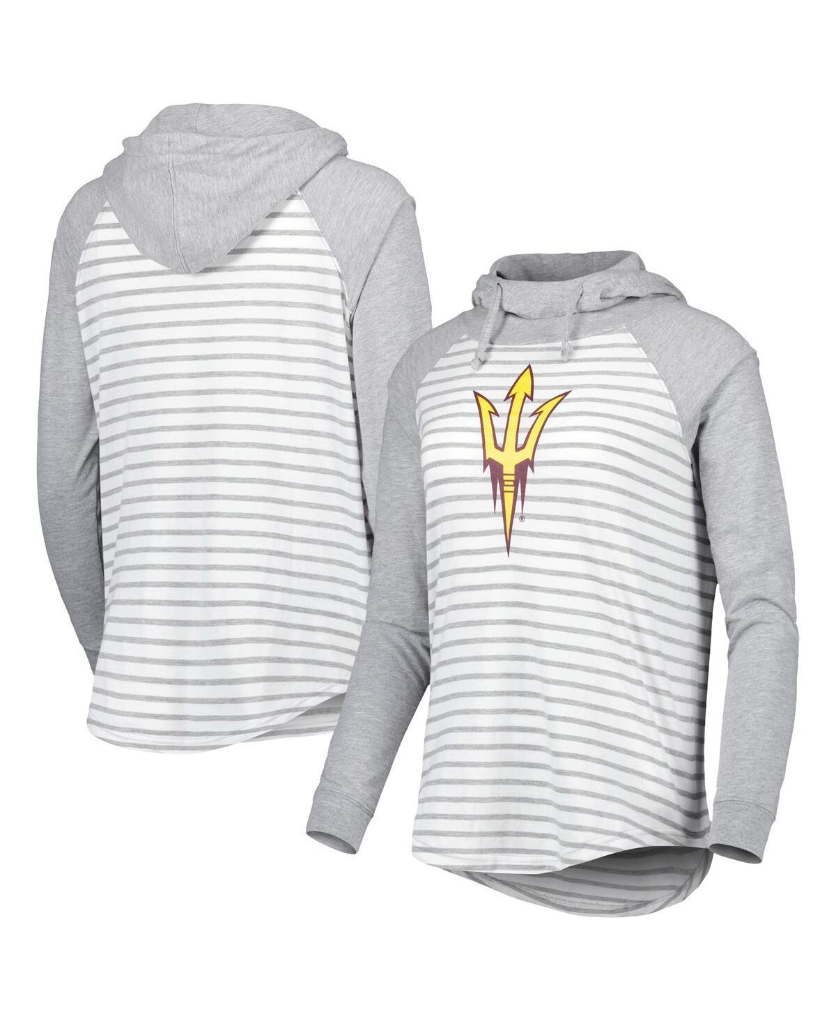 Womens Colosseum Heathered Gray/White Arizona State Sun Devils Gloria Raglan Long Sleeve Hoodie T-Shirt Product Image