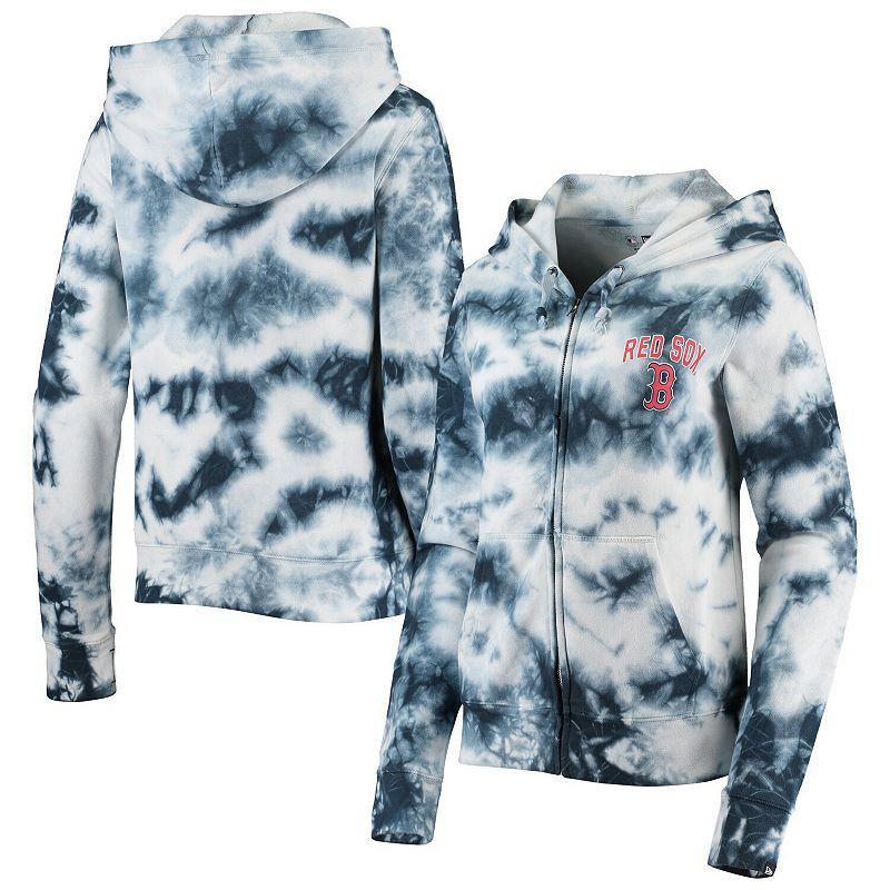 Womens New Era Boston Red Sox Tie-Dye Fleece Full-Zip Hoodie Blue Product Image