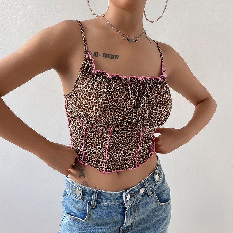 Leopard Print Cropped Camisole Top  Product Image