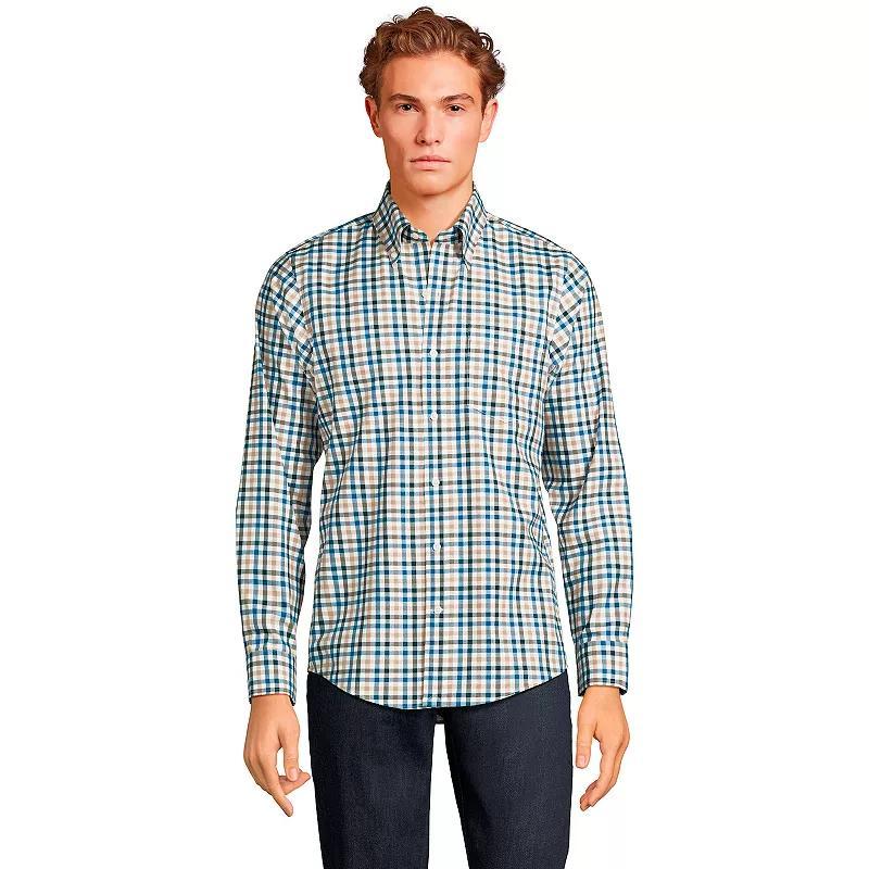 Mens Lands End Tailored Fit No Iron Twill Long Sleeve Shirt Product Image