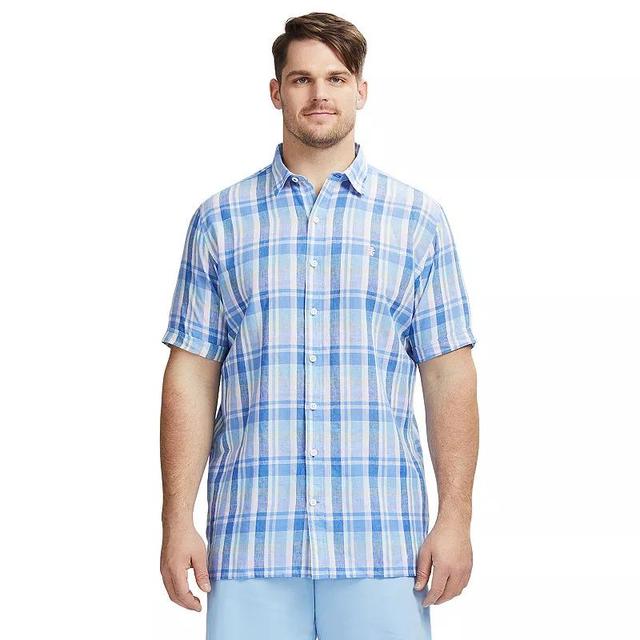 Big & Tall IZOD Linen Blend Short Sleeve Button-Down Shirt, Mens Product Image