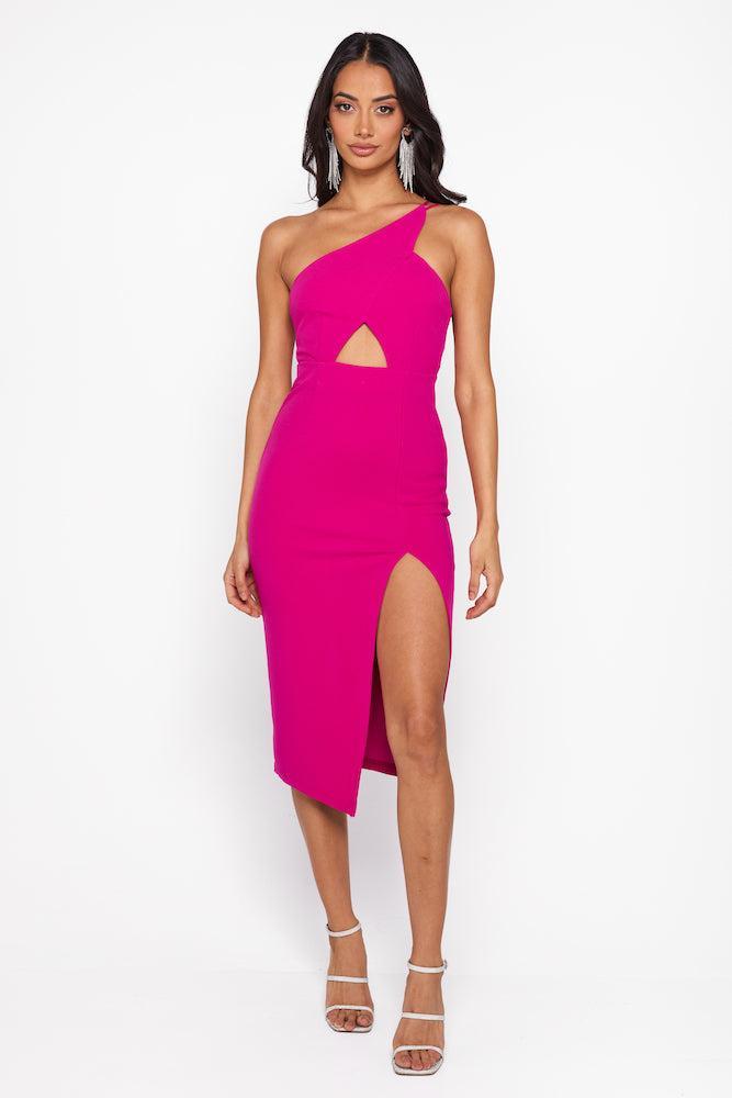 HELLO MOLLY The World Is Yours Midi Dress Hot Pink Product Image