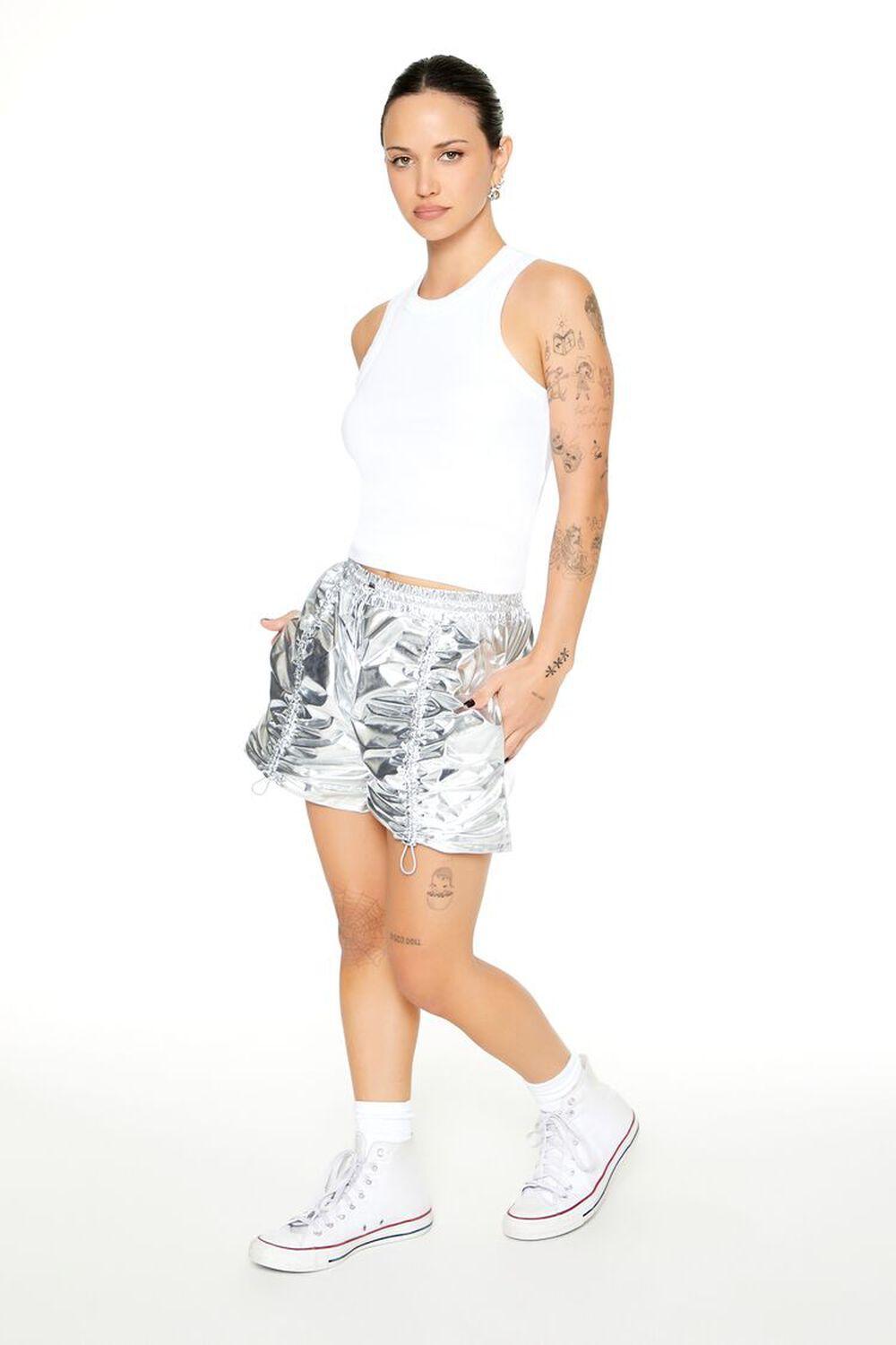 Ruched Metallic Drawstring Shorts | Forever 21 Product Image