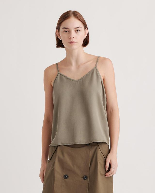 Womens Vintage Wash Tencel V-Neck Cami in Olive, Size Small by Quince Product Image