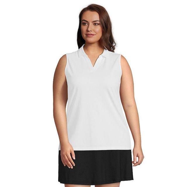 Plus Size Lands End Performance Pique Sleeveless Polo Top, Womens Product Image