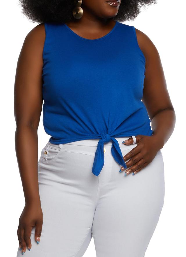 Womens Plus Size Tie Front Tank Top Product Image