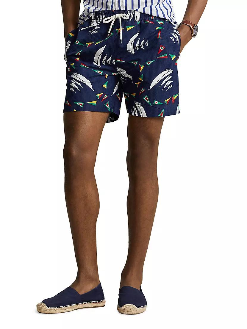 Graphic Seersucker Swim Trunks Product Image