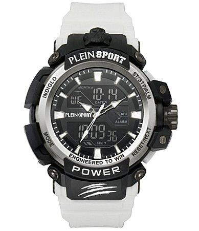 Plein Sport Mens Combat White Silicone Strap Watch 50mm - White Product Image