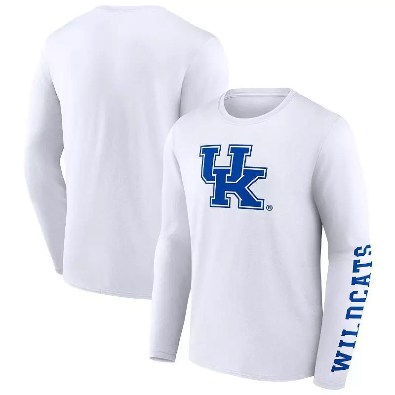 Mens Fanatics White Kentucky Wildcats Double Time 2-Hit Long Sleeve T-shirt Product Image