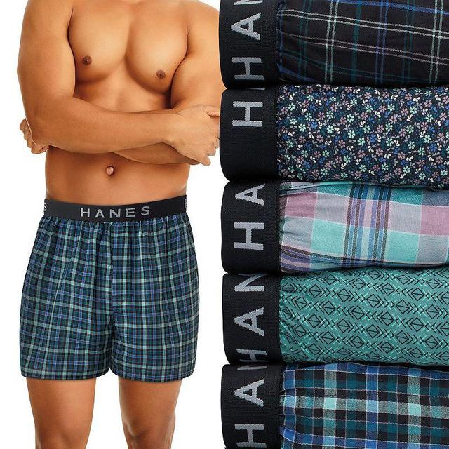 Mens Hanes Ultimate 5-pack Plaid Woven Boxers Product Image