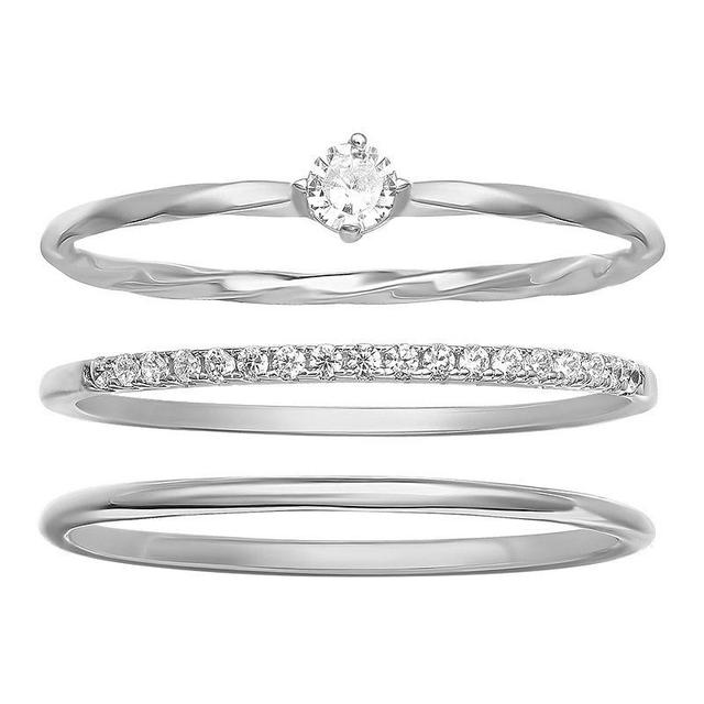 PRIMROSE Cubic Zirconia Trio Ring Set, Womens Sterling Product Image