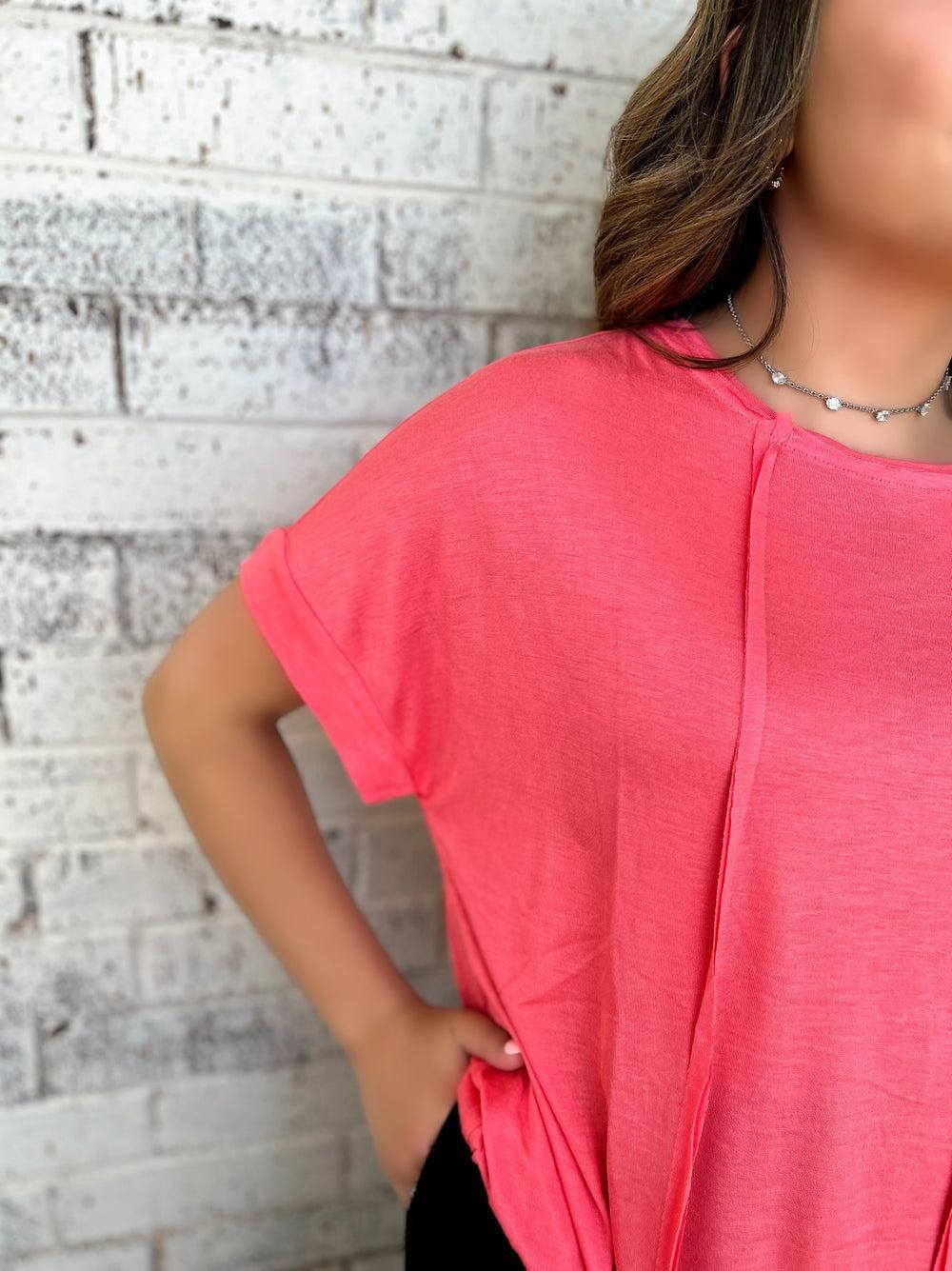 Coral Pink Round Neck Top* Product Image