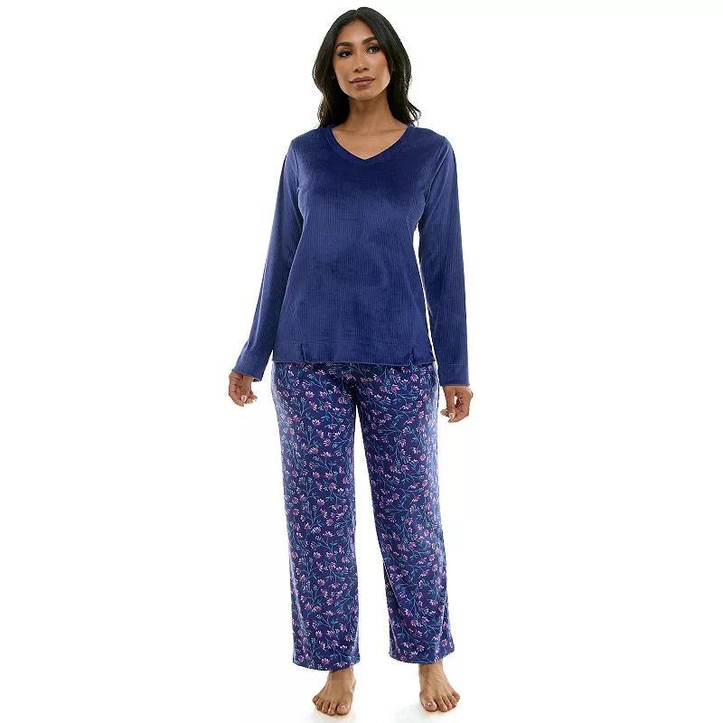 Womens Croft & Barrow 2-Piece Velour Pajama Top & Pajama Bottoms Set Product Image