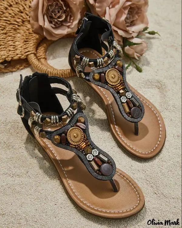 Olivia Mark – Tribal studded slippers Product Image