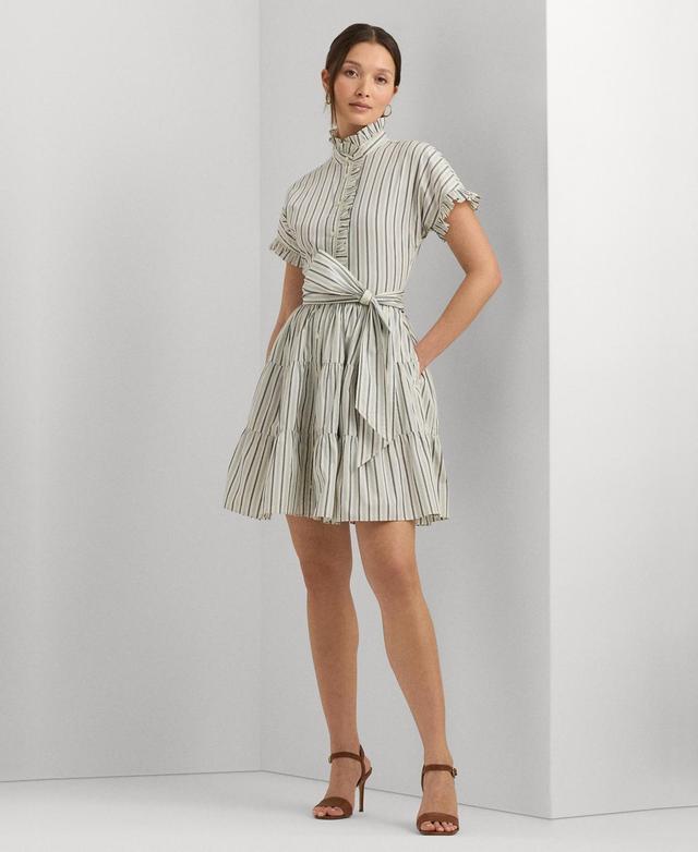 Lauren Ralph Lauren Womens Striped Cotton Broadcloth Shirtdress Product Image