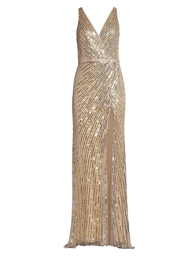 Womens Sequined Wrap Gown Product Image