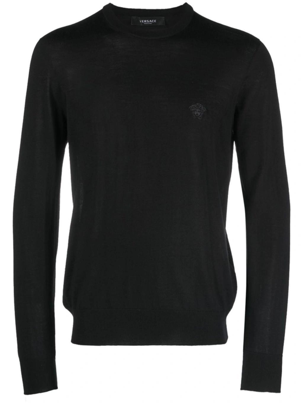 Logo-embroidered Knitted Sweatshirt In Black Product Image