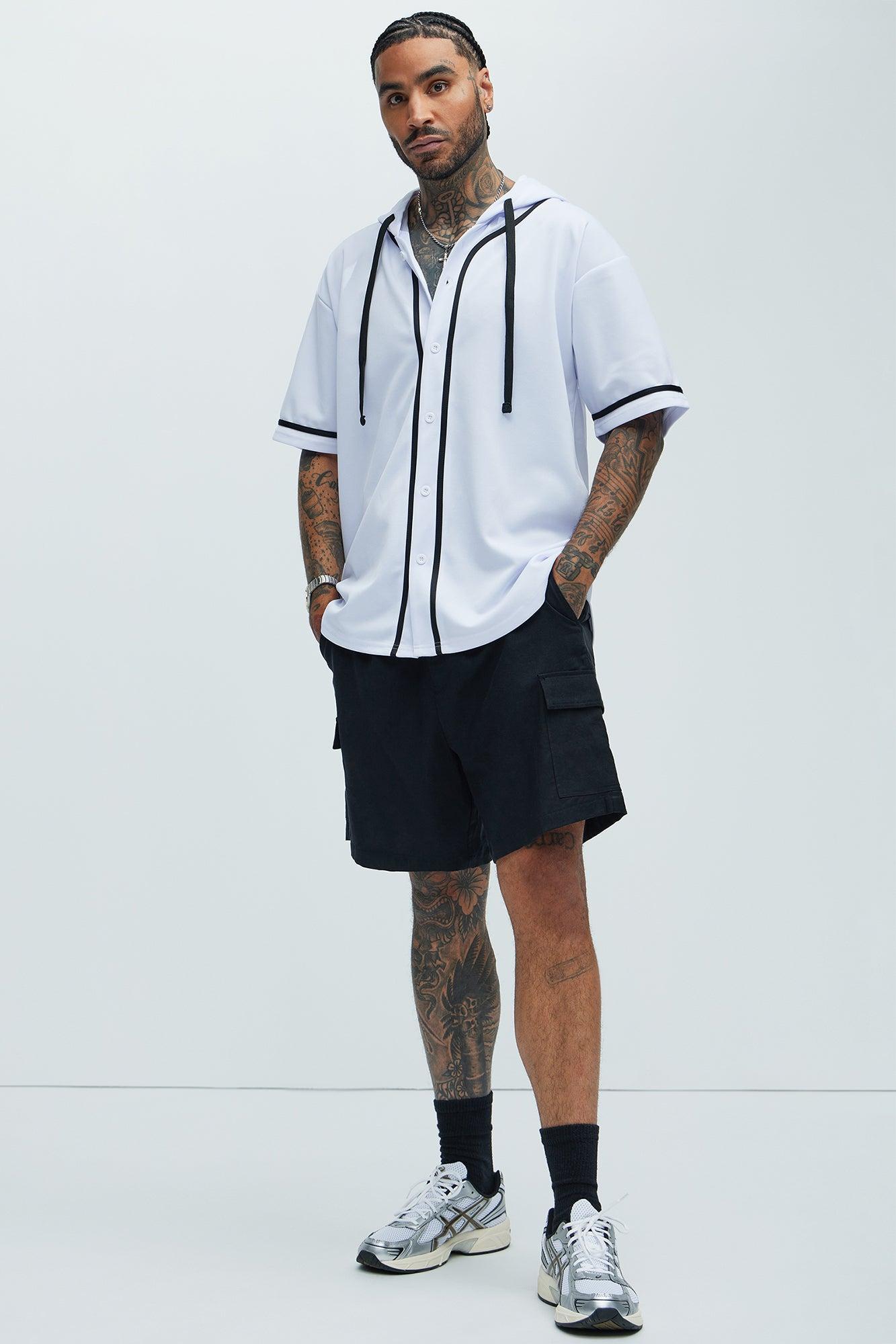 Basic Hooded Baseball Jersey - White Product Image