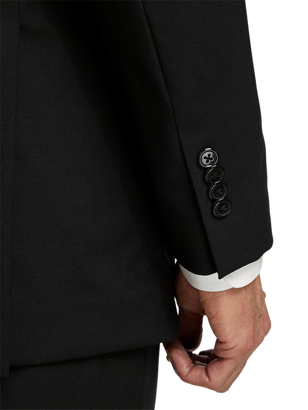 Wool Stretch Bengaline Peak Lapel Suit Jacket - Black Product Image