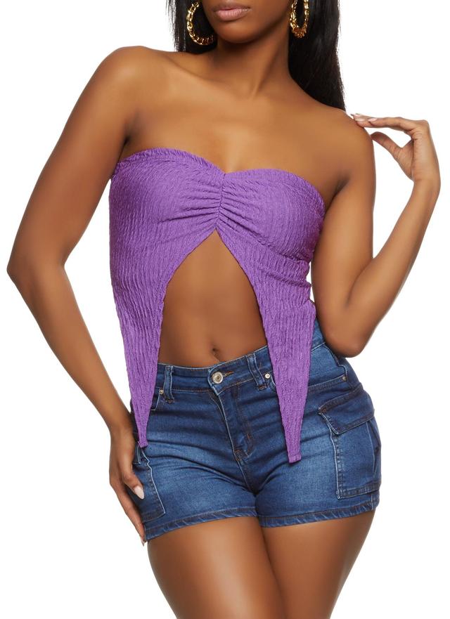 Womens Textured Knit Sharkbite Hem Tube Top Product Image