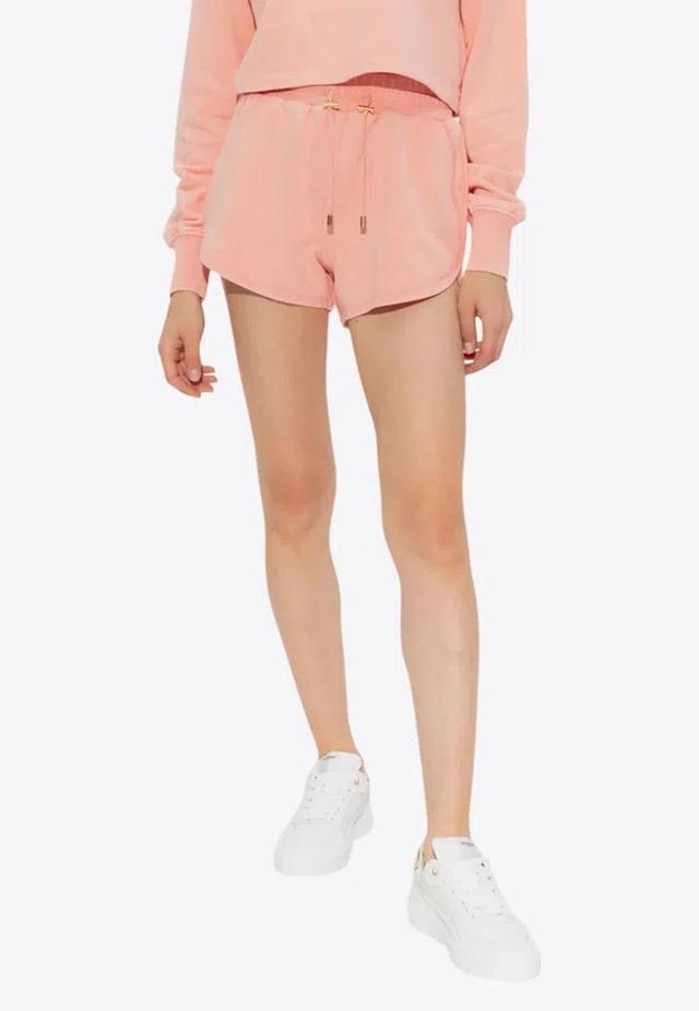 BALMAIN Logo Embroidered Drawstring Shorts In Pink Product Image