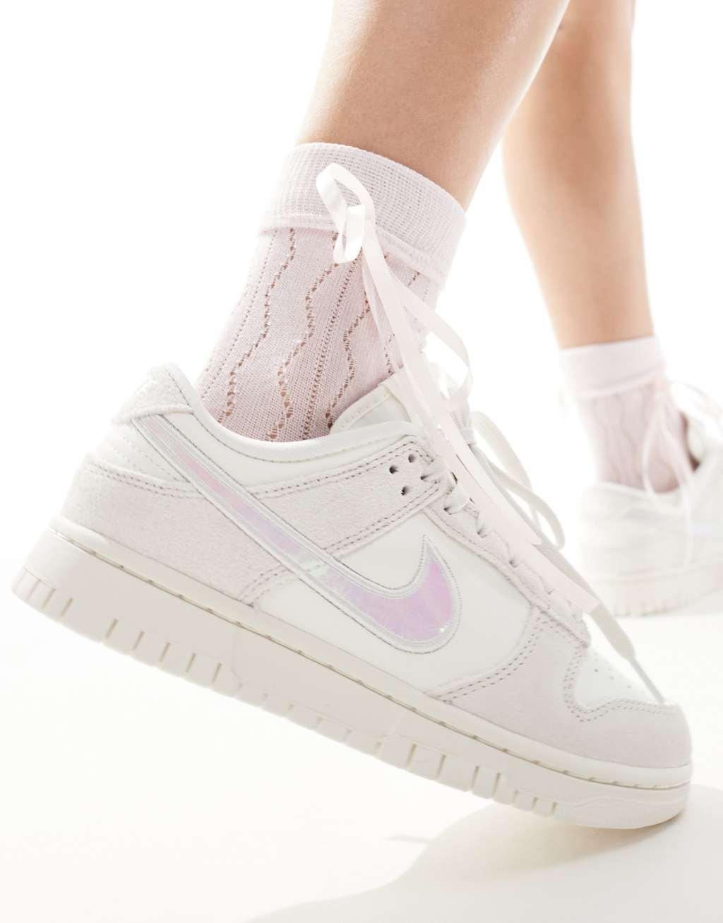 Nike Dunk Low sneakers in off white and iridescent pink Product Image