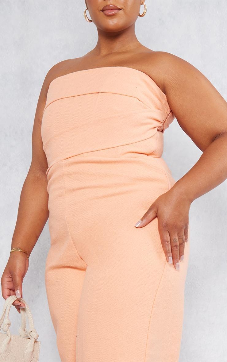  Plus Peach Linen Look Ruched Bust Detail Bandeau Jumpsuit Product Image