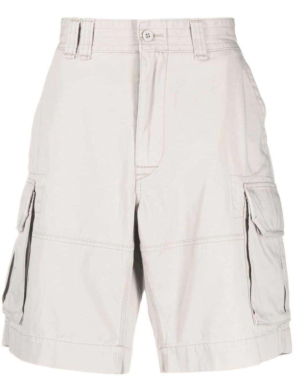 Logo-patch Cotton Cargo Shorts In Beige Product Image