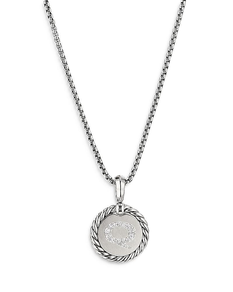 Womens M Initial Charm Necklace in Sterling Silver Product Image