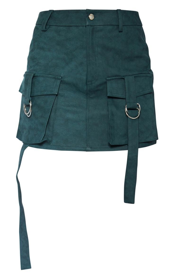 Green Washed Faux Leather Pocket Cargo Mini Skirt Product Image