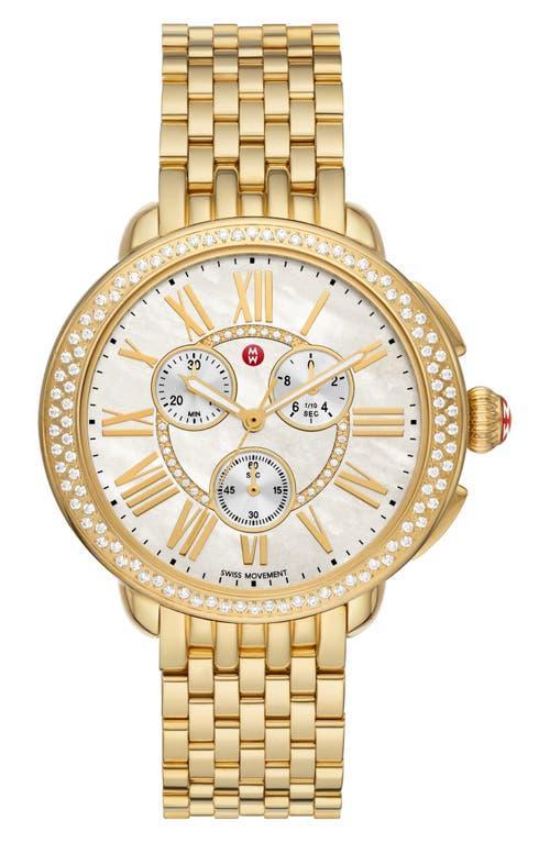 Womens Serein 18K-Gold-Plated Stainless Steel, Mother-Of-Pearl & 0.62 TCW Diamond Chronograph Watch/38MM x 40MM Product Image