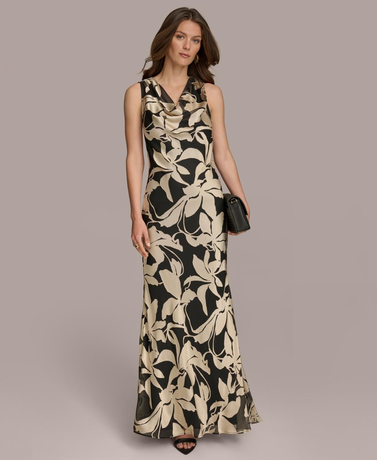 Women's Floral-Print Cowlneck Gown Product Image