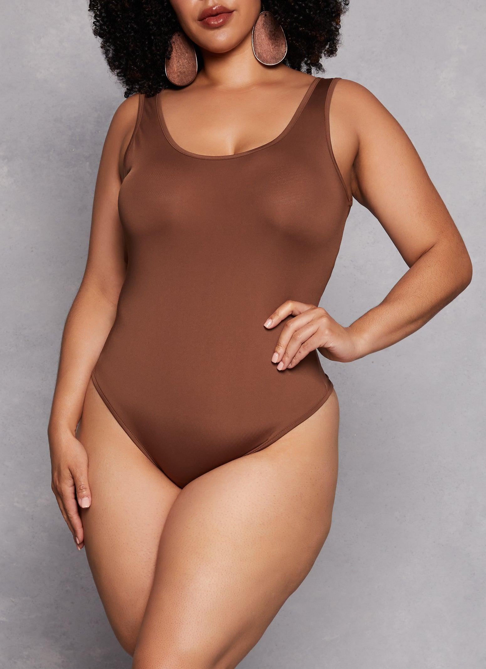 Womens Plus Size Daisy Scoop Neck Tank Bodysuit Product Image