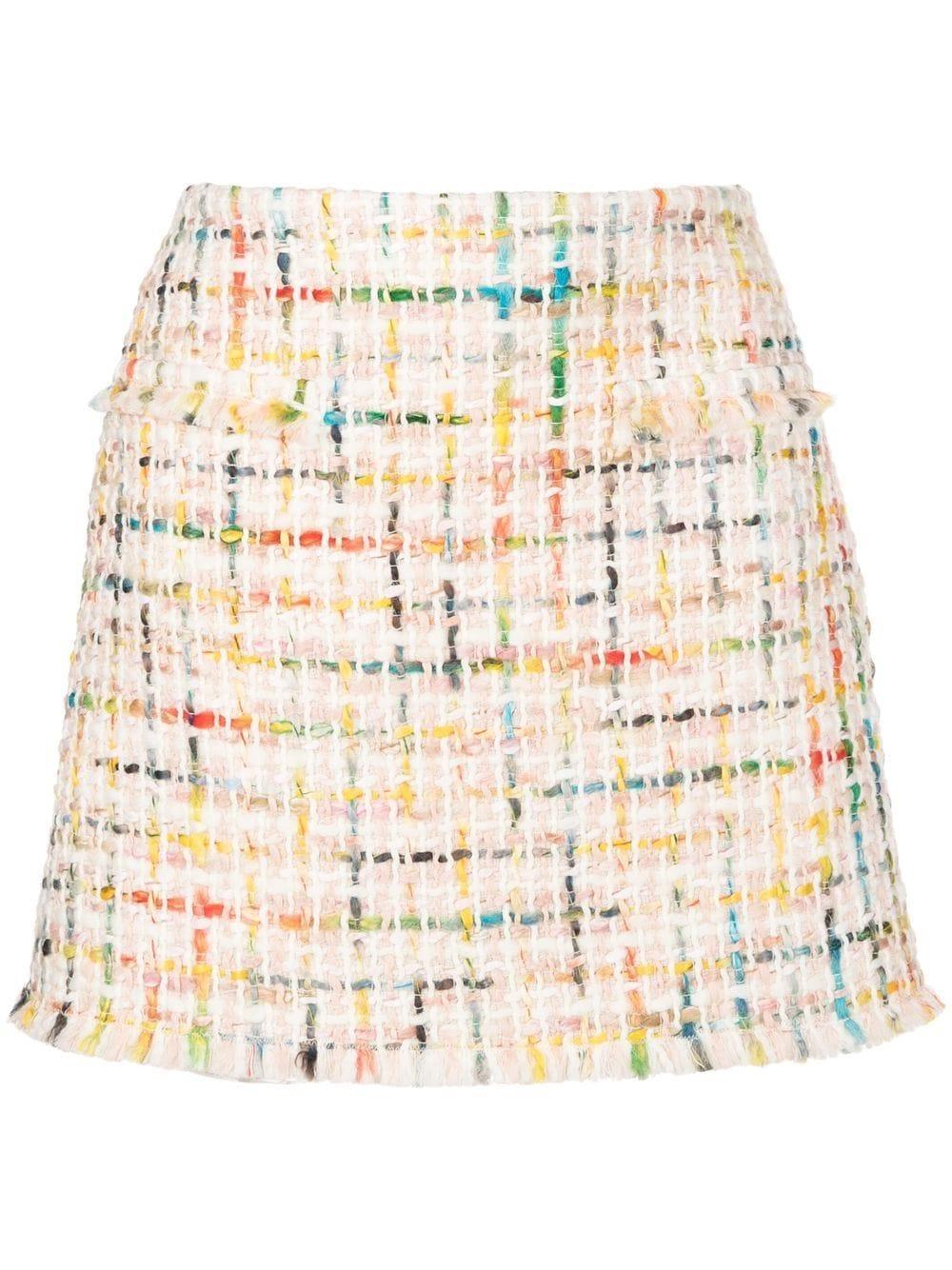 Women's Multicolor Boucle Tweed Mini Skirt In Ivory Multi Product Image