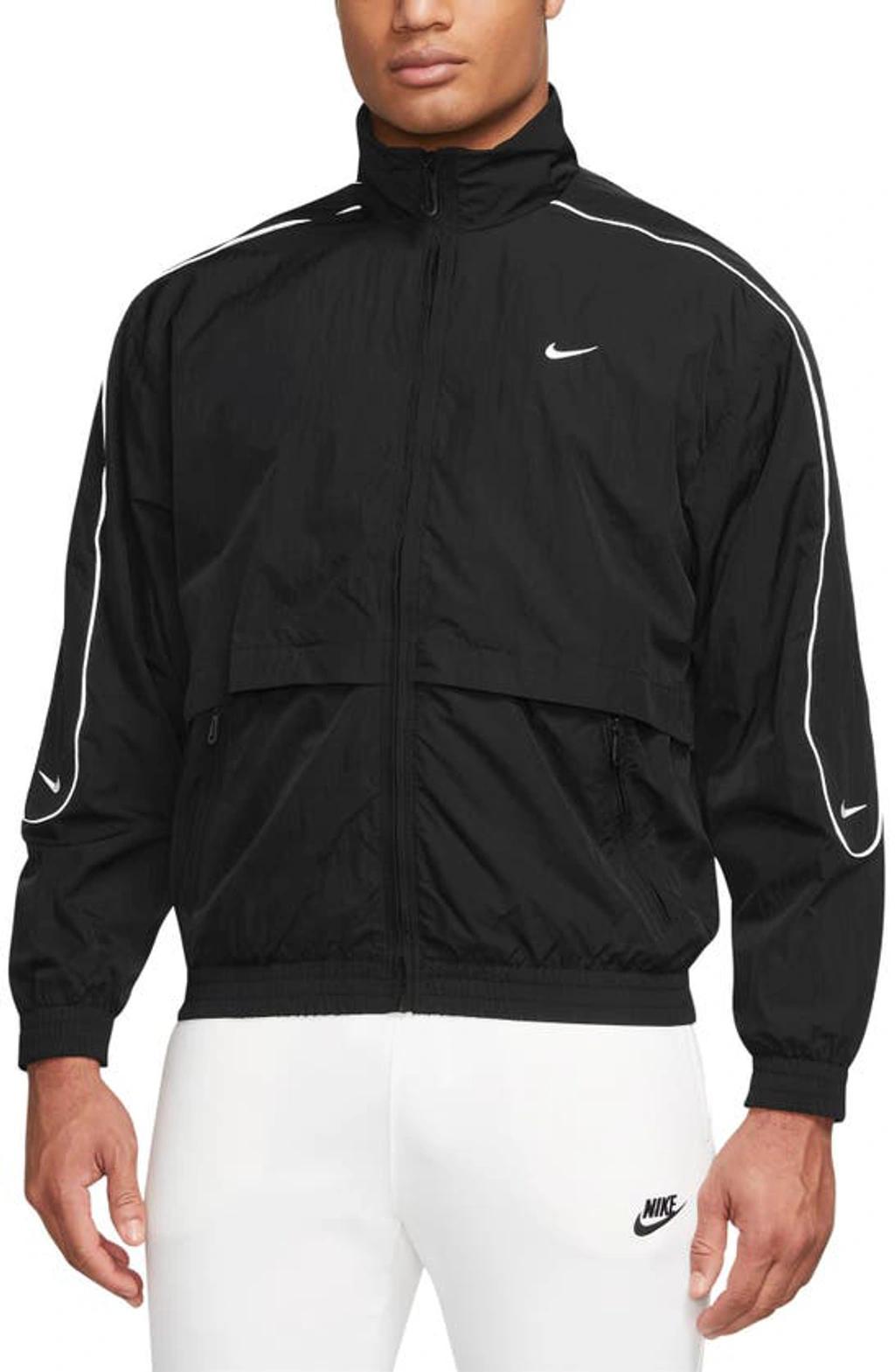 NIKE Men's  Sportswear Solo Swoosh Woven Track Jacket In Black Product Image