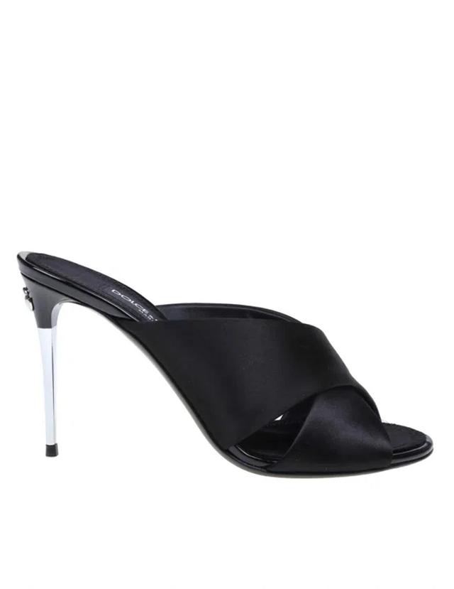 DOLCE & GABBANA Black Satin Mules Product Image