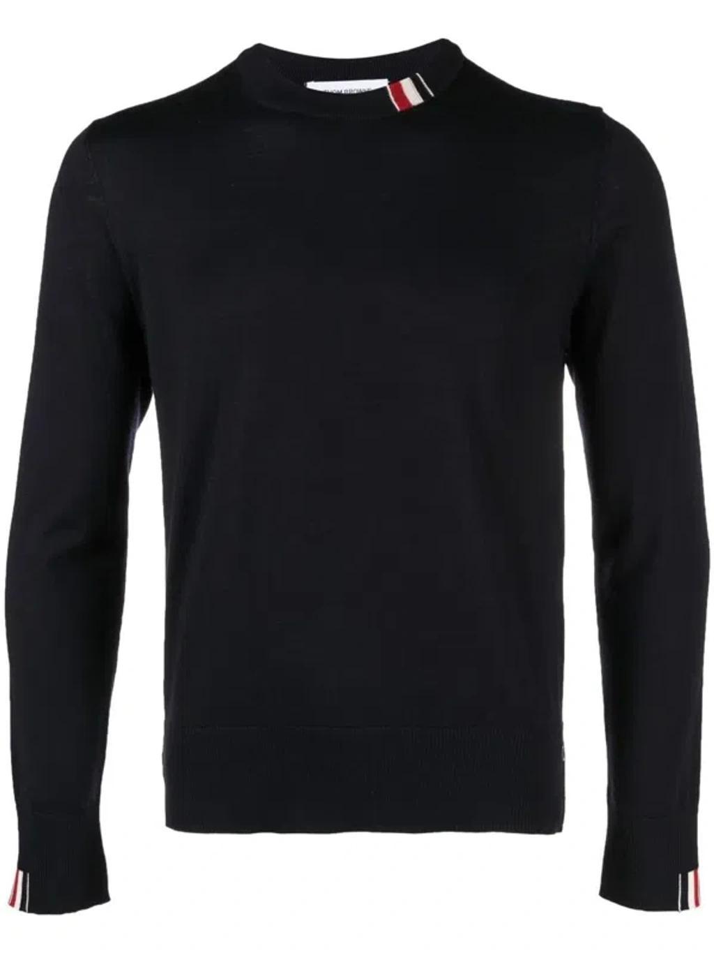 Wool Crewneck Jumper In Navy Blue Product Image