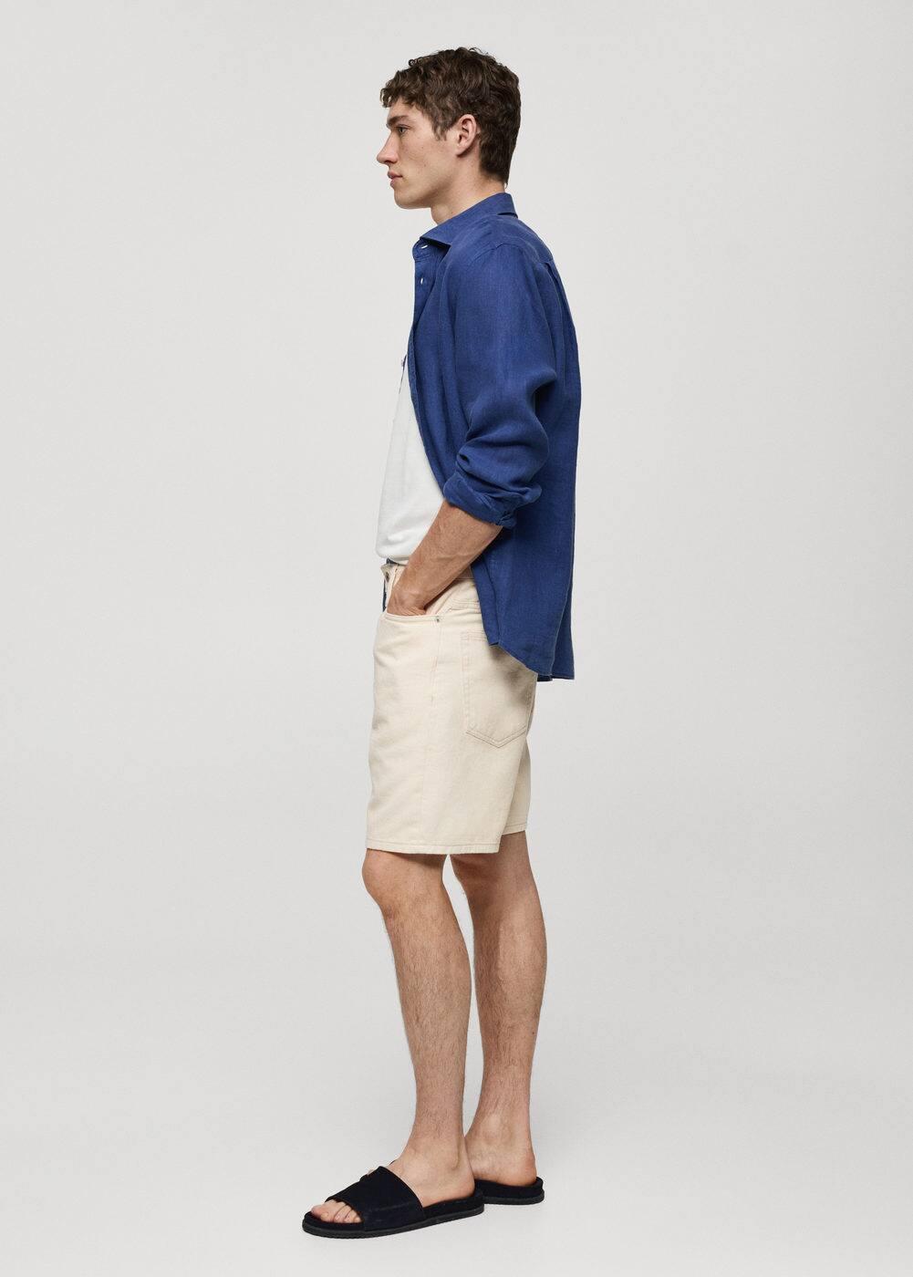 MANGO MAN - Regular fit denim Bermuda shorts ecruMen Product Image