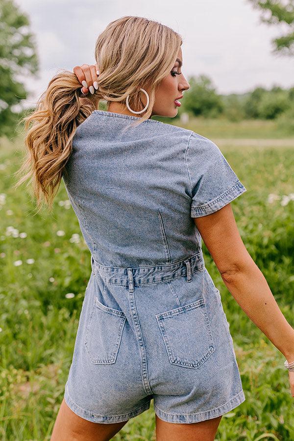 Manhattan Marvels Denim Romper in Medium Wash Product Image