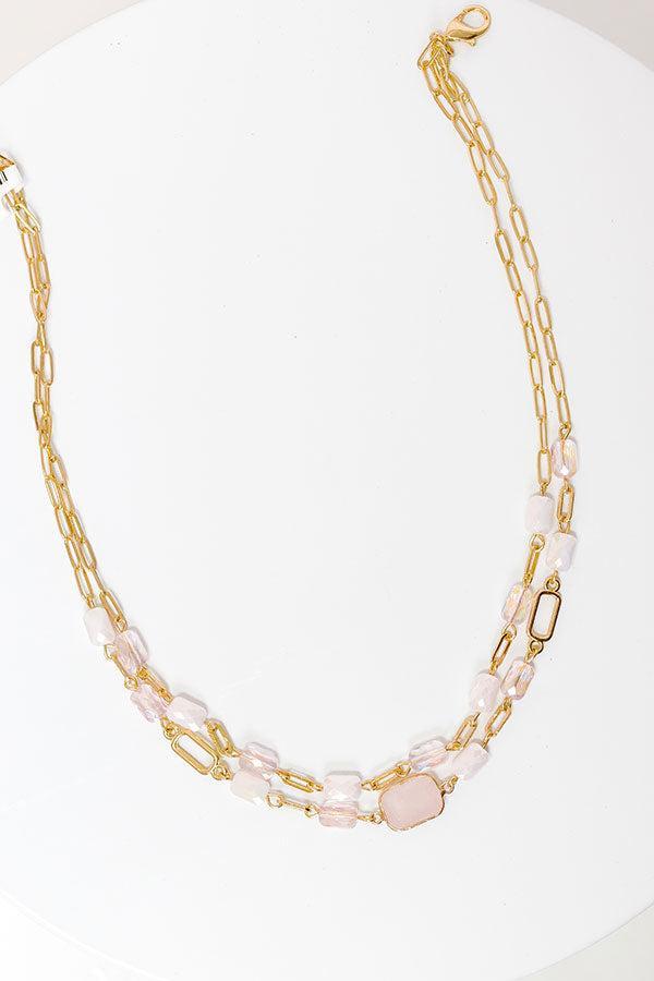 Glam Lifestyle Layered Necklace in Pink Product Image