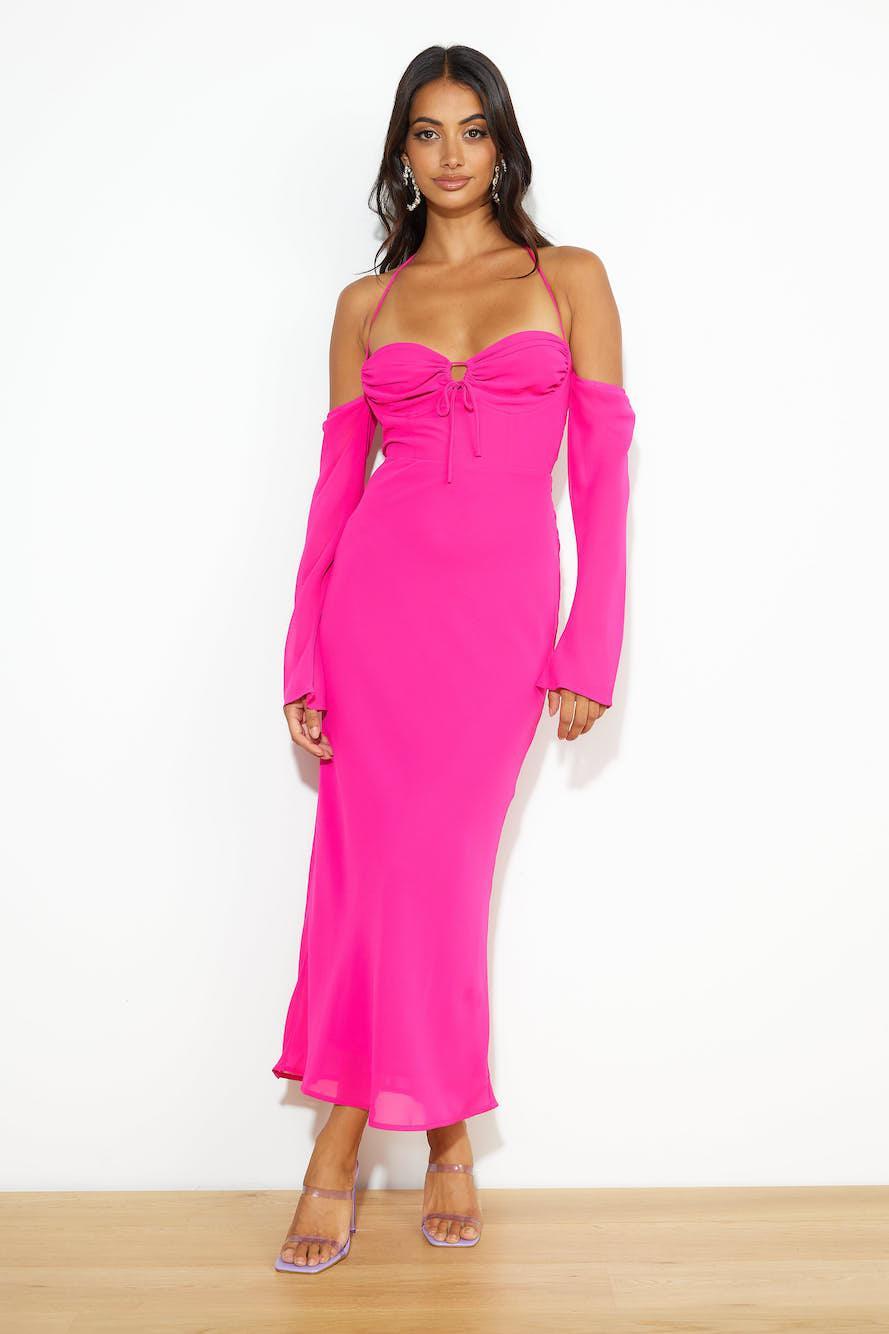 RUNAWAY Desiree Midi Dress Fuchsia Product Image