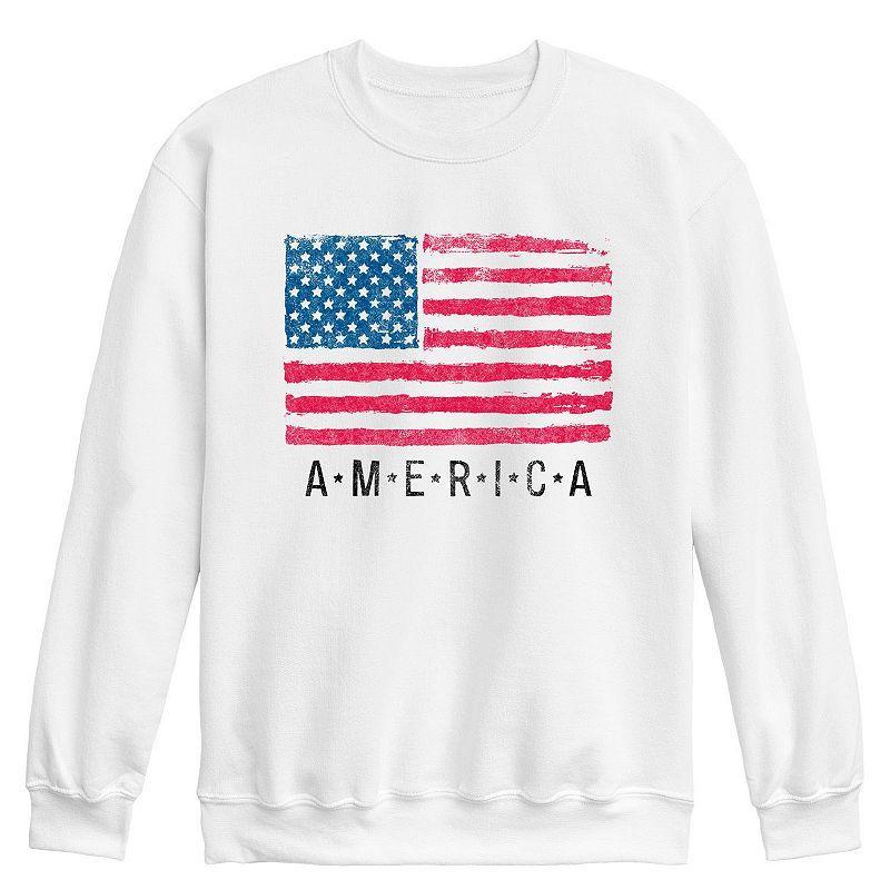 Mens US Flag America Fleece Sweatshirt Med Grey Product Image