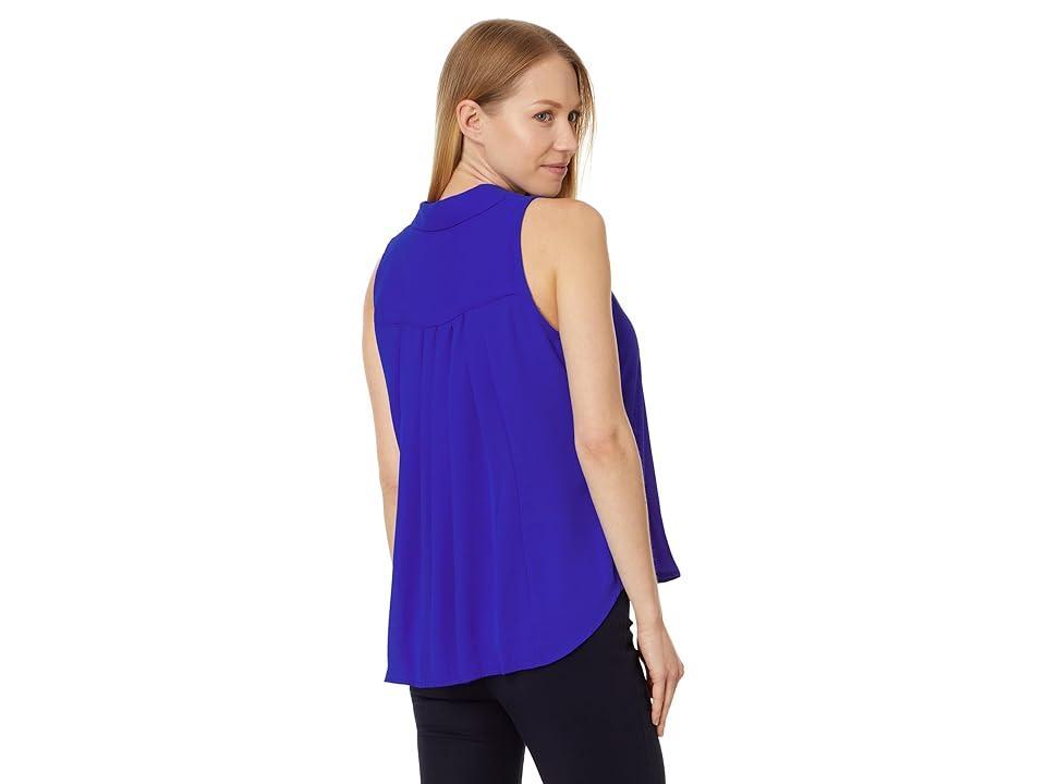 Vince Camuto Collared Slvlss Button Down Blouse W Pleated Back (Sapphire Sky) Women's Clothing Product Image