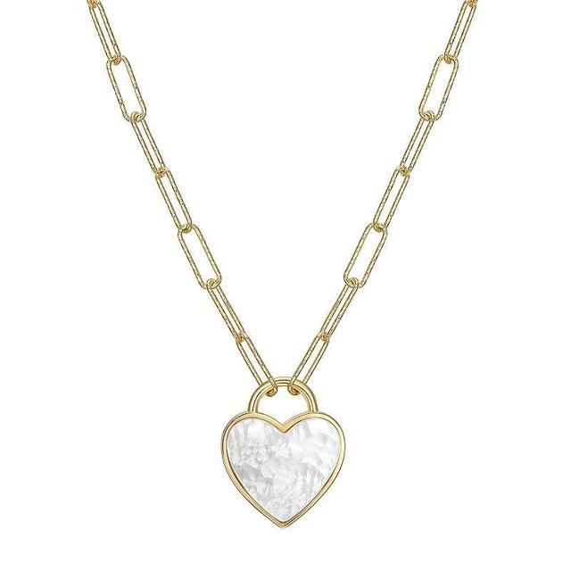 18k Gold Over Sterling Silver Heart Paper Clip Chain Necklace, Womens Gold Tone Product Image